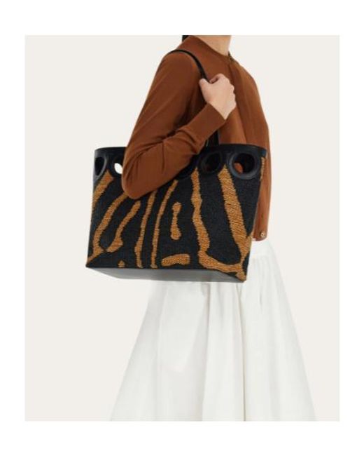 Ferragamo Black Sac Cabas Trame Gancini