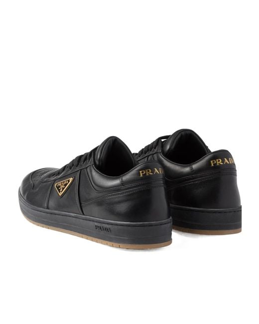 Prada Black Triangle-Logo Low-Top Sneakers for men