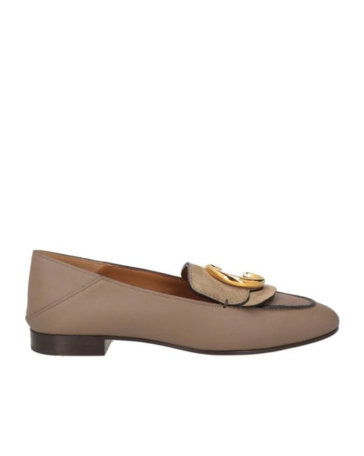 Chloé White Simple Leather Slippers