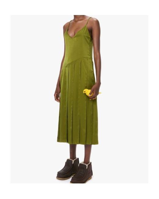 J.W. Anderson Green Ribbon-Panel Midi Dress