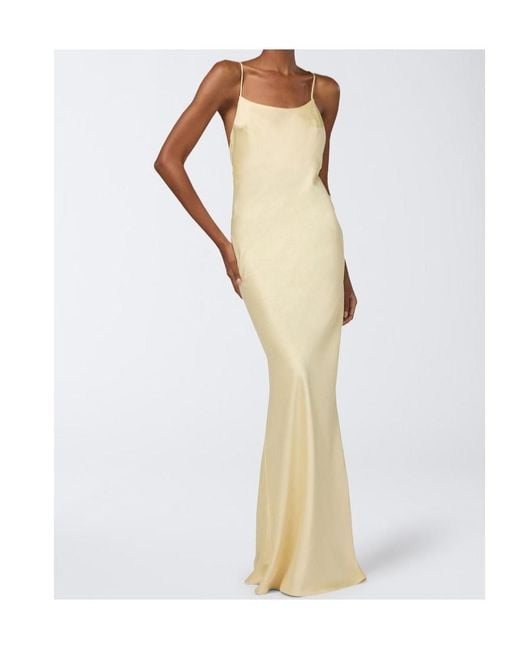 ANDAMANE White Ninfea Satin Slip Maxi Dress