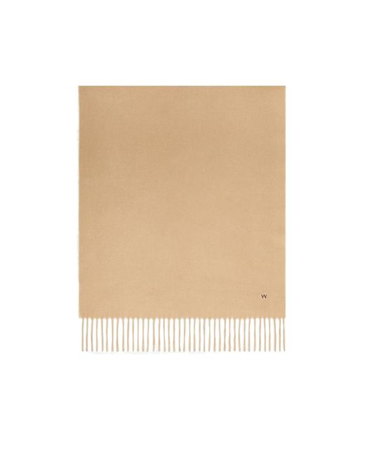 Weekend by Maxmara Natural Logo Embroidered Fringed Scarf