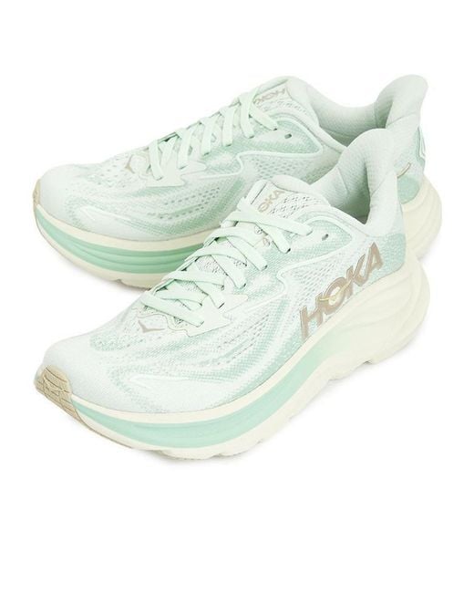 Hoka One One Blue Clifton 10 Lace-Up Sneakers