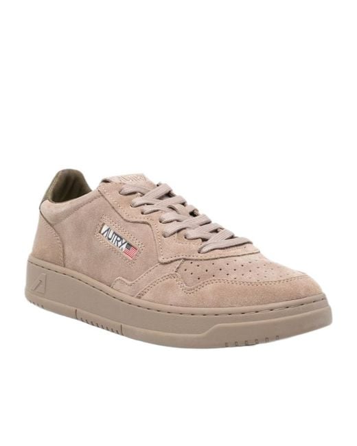 Autry Brown Perforated Logo-Patch Sneakers for men