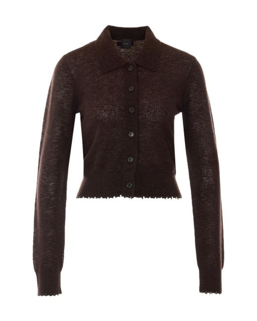 Pinko Brown Button-Down Polo Cardigan