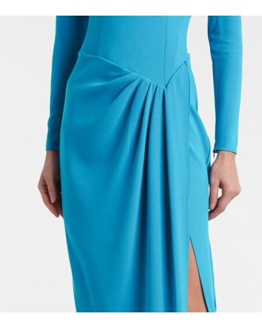 Alex Perry Blue Draped Asymmetric Crepe Gown