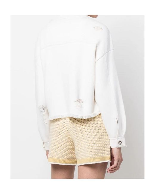 Barrie White Fringed Denim Jacket
