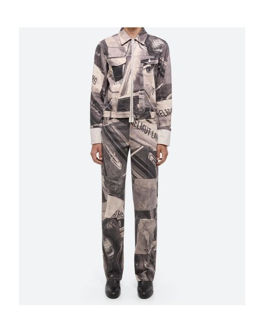 Helmut Lang Gray Car-Print Denim Shirt Jacket for men