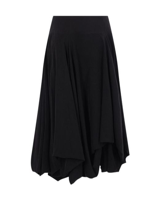 Yohji Yamamoto Black Draped Asymmetric Skirt
