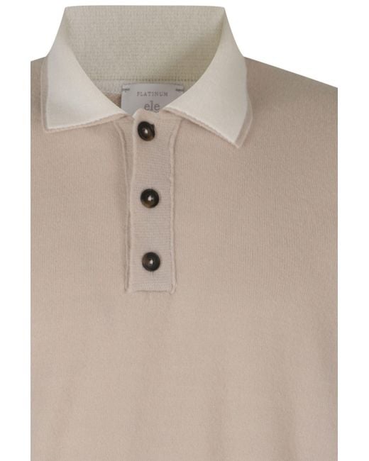 Eleventy Natural Long-Sleeved Polo Shirt for men