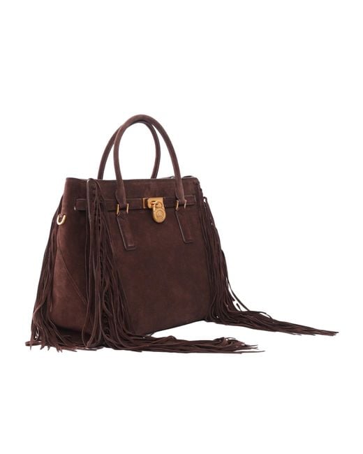 Michael Kors Brown Michael Hamilton Moderne Large Fringed Satchel Bag