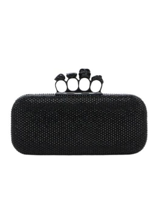 McQueen Black Long Knuckle Clutch