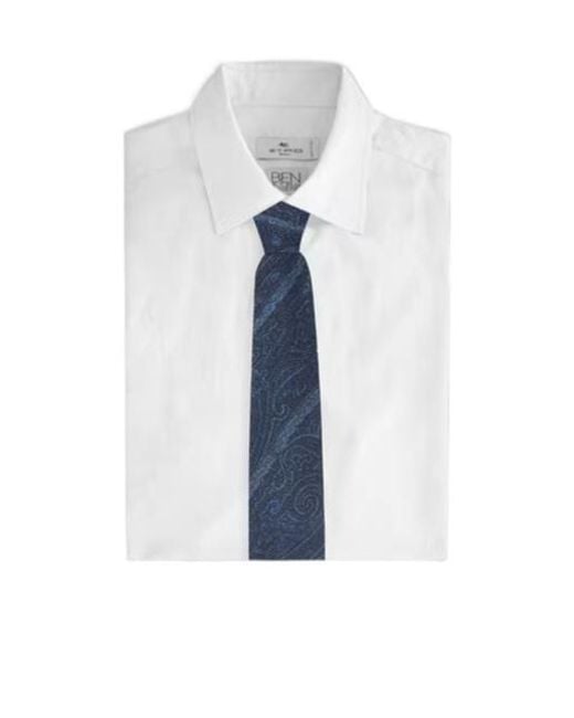 Etro Blue Arnica-Motif Jacquard Tie for men