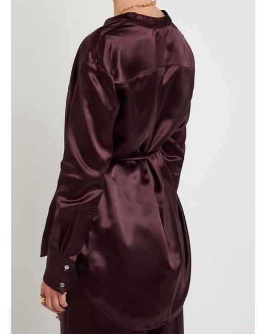 Tory Burch Purple Belted Satin Top