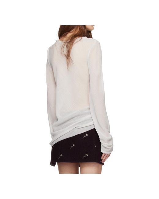 Rier White Raw-Edge Bias-Cut Top