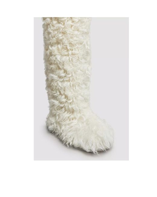 Moncler White Beverly High Shearling Boots