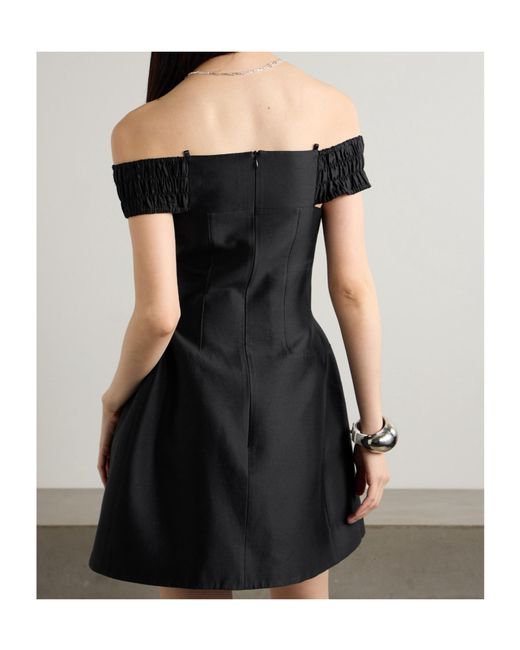 ShuShu/Tong Black Bow-Embellished Cutout Wool And Silk-Blend Mini Dress