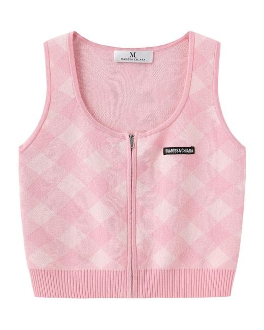 Marissa Chiara Pink Zippered Knitted Vest