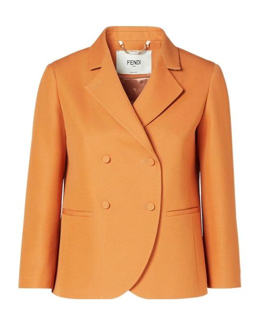 Fendi Orange Double Breasted Tailored Blazer