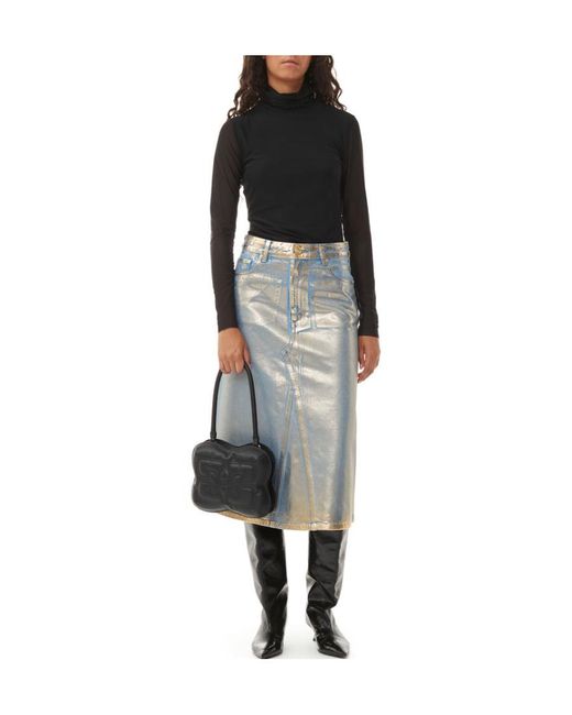 Ganni Natural Denim Midi Skirt