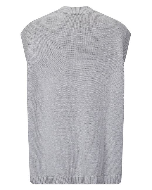 Hed Mayner Gray Embroidered V-Neck Knitted Top