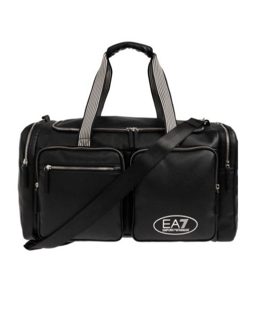 EA7 Black Logo Duffel Bag for men