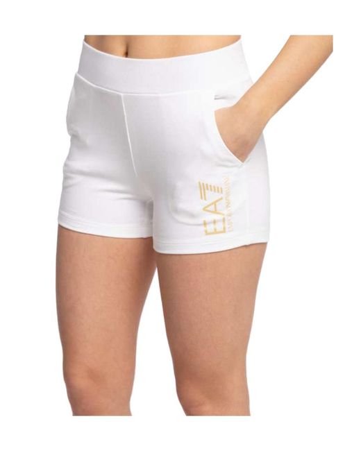 Emporio Armani White Logo Detail Shorts