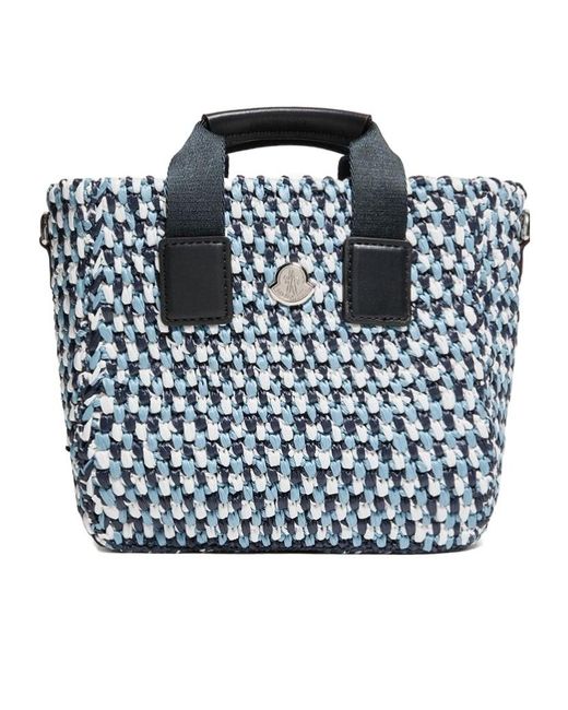 Moncler Black Micro Caradoc Raffia Tote Bag
