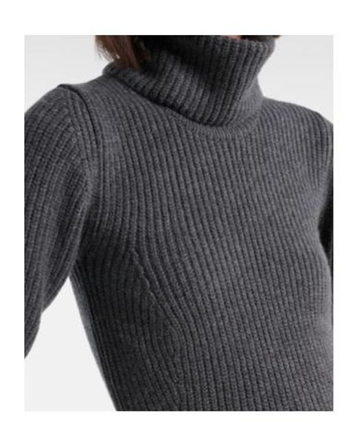 Magda Butrym Black Ribbed-Knit Cashmere Minidress