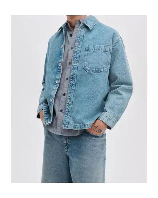 Rag & Bone Blue Button-Up Denim Jacket for men