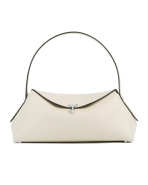Totême Natural Totême T-Lock Embroidered Top Handle Bag