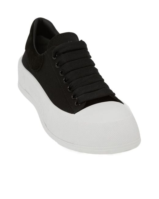 McQueen White Tread Slick Lace-Up Sneakers