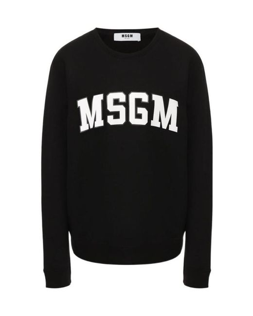 MSGM Black Printed Logo Sweater