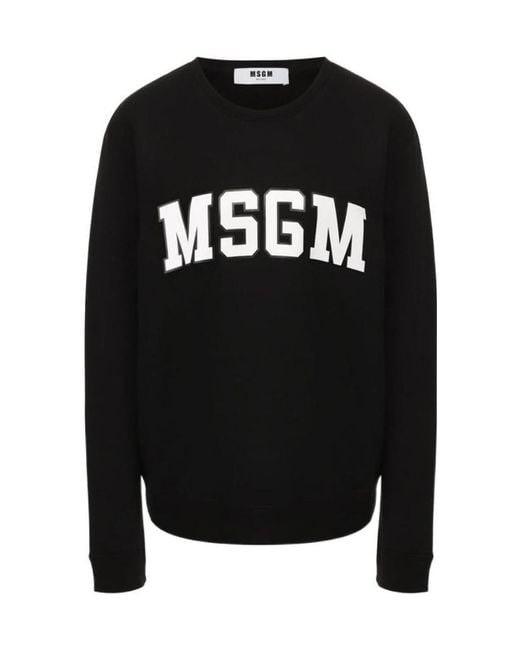 MSGM Black Printed Logo Sweater