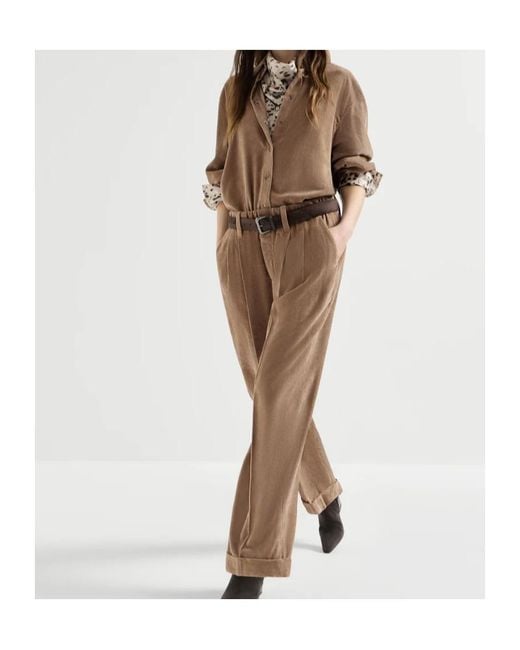 Brunello Cucinelli Brown Fluid Corduroy Baggy Sartorial Trousers
