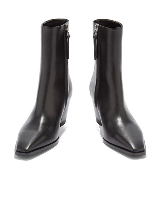 Aeyde Black Solid Color Ankle Heeled Boots