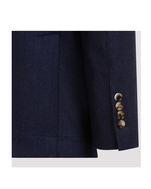 Brunello Cucinelli Blue Single-Breasted Long-Sleeved Blazer for men