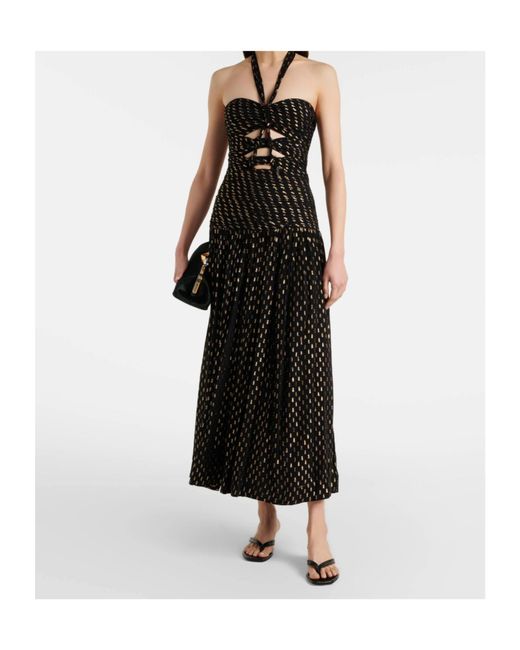 Zimmermann Black Daylight Halterneck Lame Midi Dress