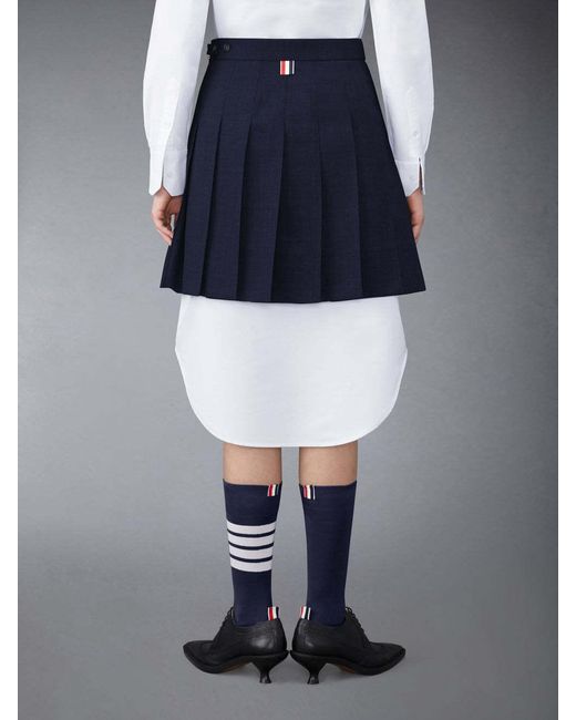 Thom Browne Blue Pleated Mini Skirt