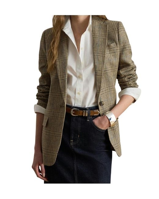 Ralph Lauren Green Glen Plaid Linen Blazer
