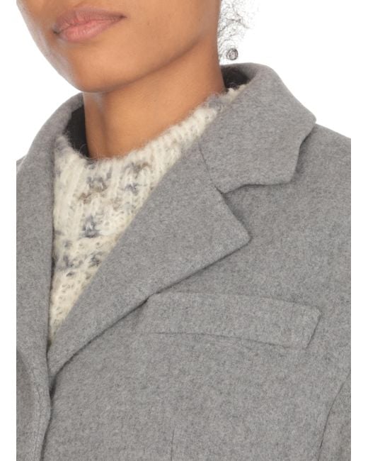 MSGM Gray Long-Sleeved Long Coat