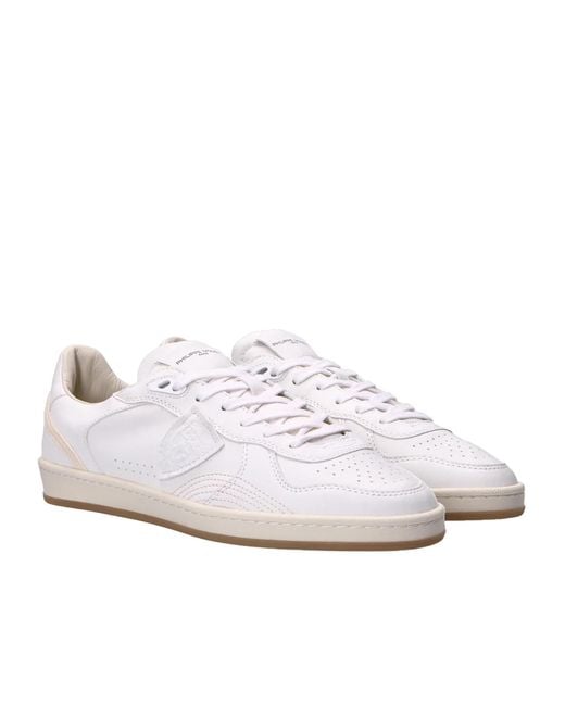 Philippe Model White Leather Sneakers With Light Sole for men