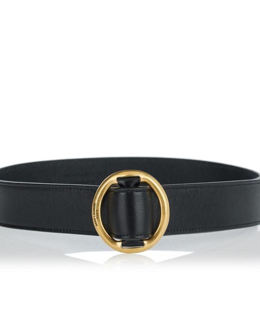 Saint Laurent White Buckle Leather Belt