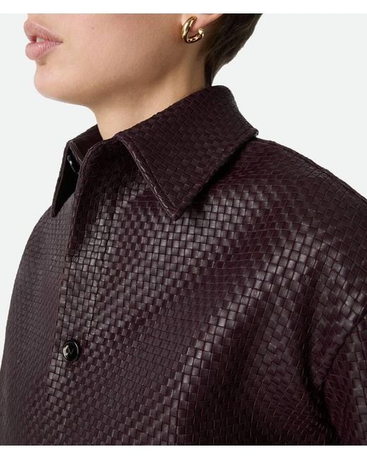 Bottega Veneta Red Mini Intrecciato Leather Shirt