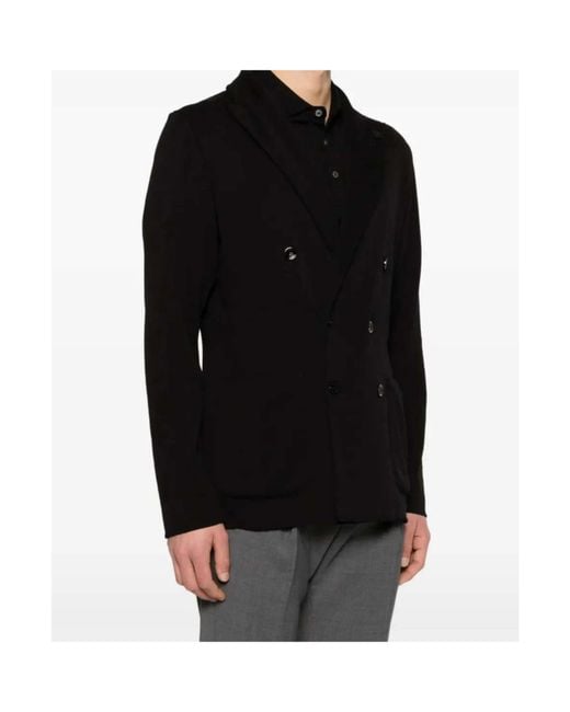 Lardini Black Double-Breasted Blazer for men