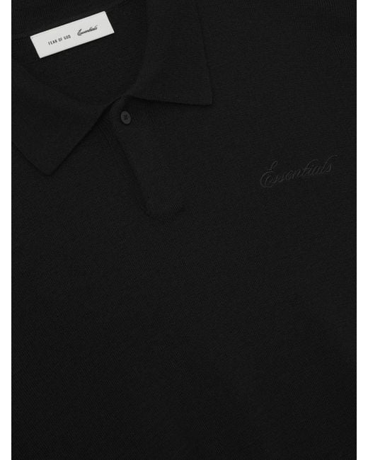 Fear Of God Black Essentials Logo-Embroidered Polo Shirt for men