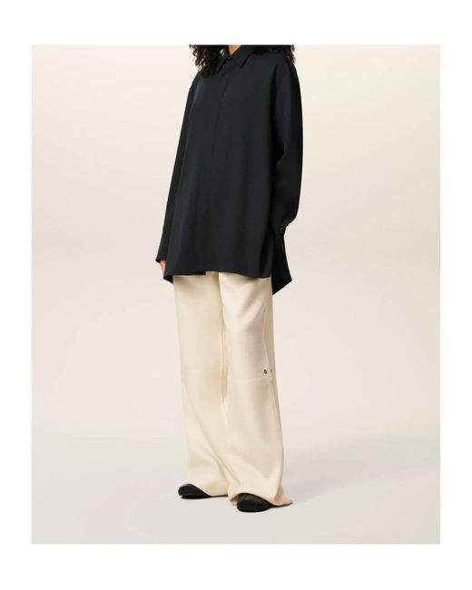 AMI Black Classic-Collar Wool Shirt