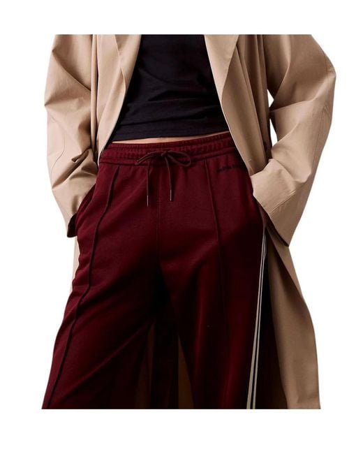 Calvin Klein Red High Shine French Terry Track Pants