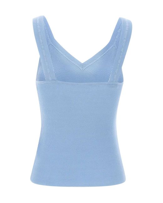 P.A.R.O.S.H. Blue Fine-Ribbed Tank Top