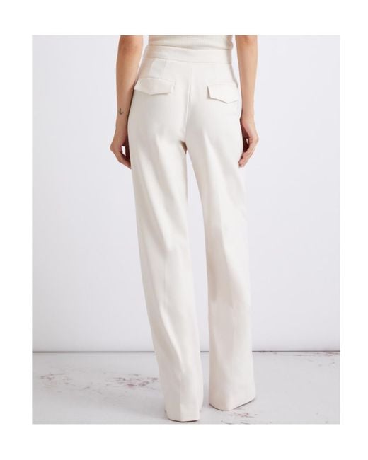 Marella White Stretch Cotton-Blend Trousers